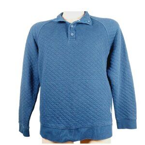Eddie Bauer Men's Blue 1/4 Neck Snap Quilted Long Sleeve Sweater Size XL